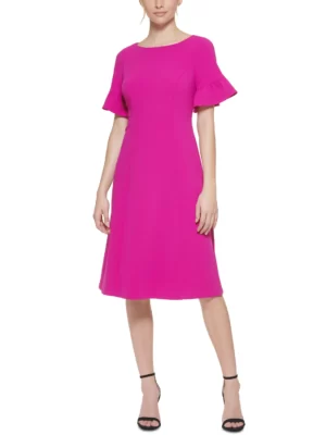 Vestido Manga Curta Rosa