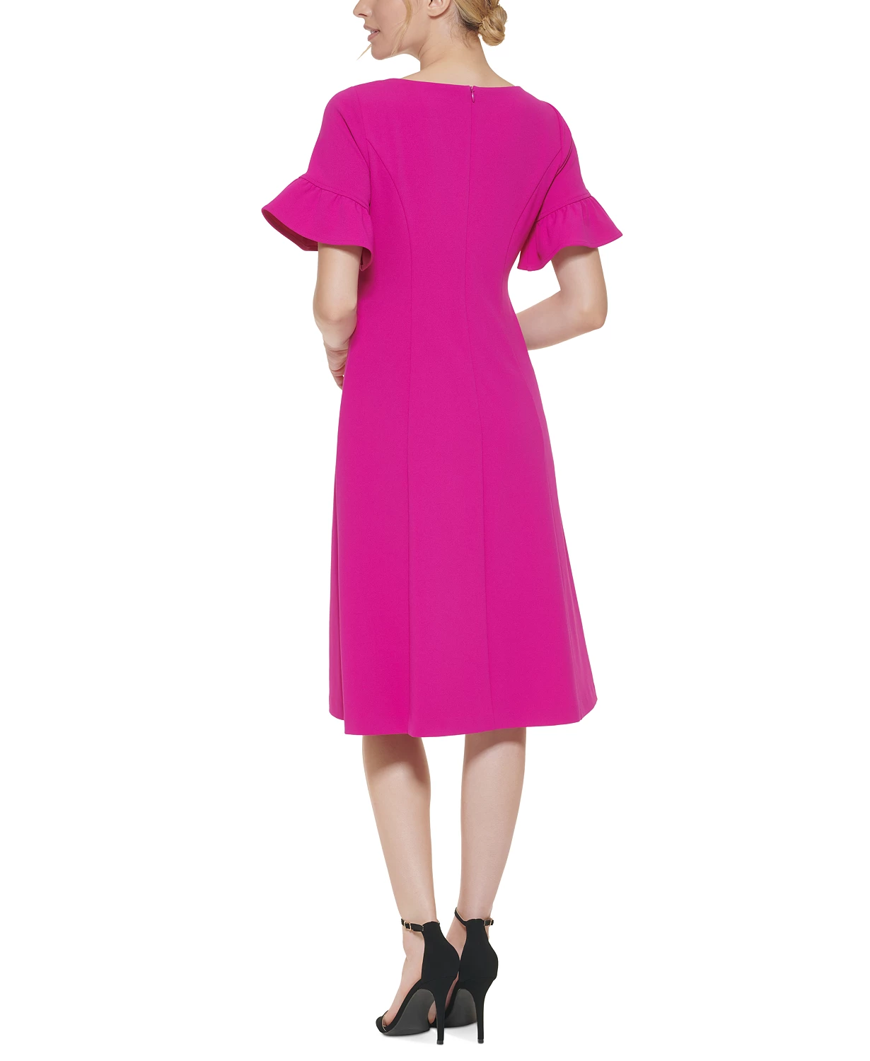 Vestido Manga Curta Rosa