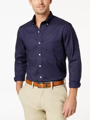 Camisa de algodão elástico com estampa de micropontos